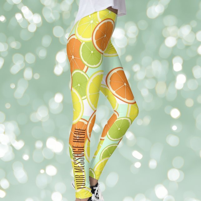 Personlig Modern Mint Grönt Citrus Fruit Slices Leggings (Skapare uppladdad)