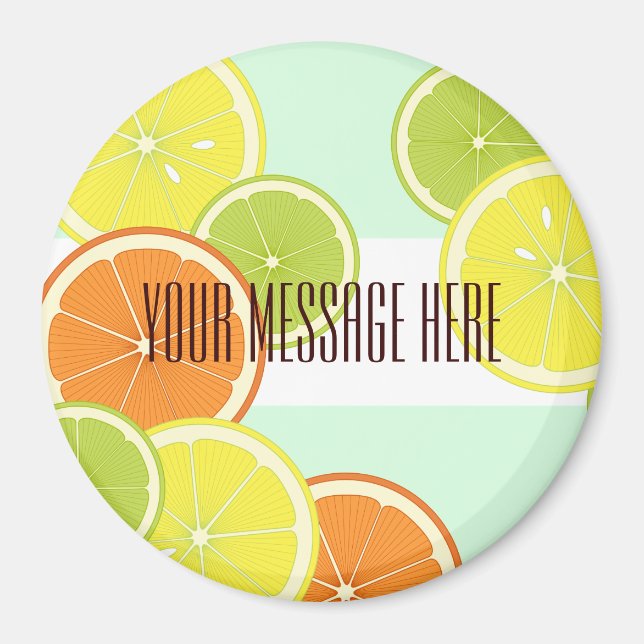 Personlig Modern Mint Grönt Citrus Fruit Slices Magnet (Framsidan)