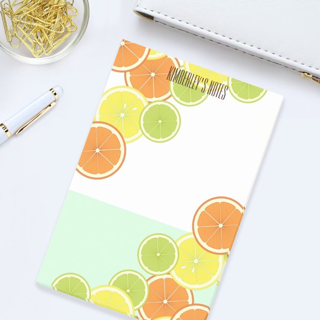 Personlig Modern Mint Grönt Citrus Fruit Slices Post-it Block (Skapare uppladdad)