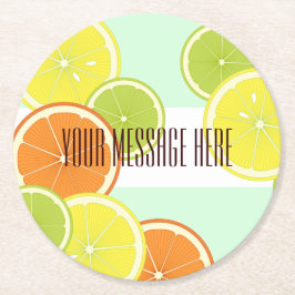 Personlig Modern Mint Grönt Citrus Fruit Slices Underlägg Papper Rund
