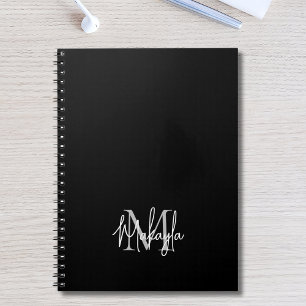 Personlig Modern Monogram Black Anteckningsbok
