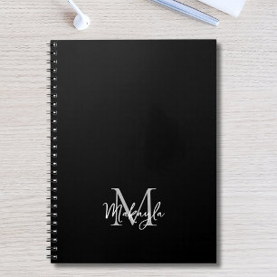 Personlig Modern Monogram Black Anteckningsbok
