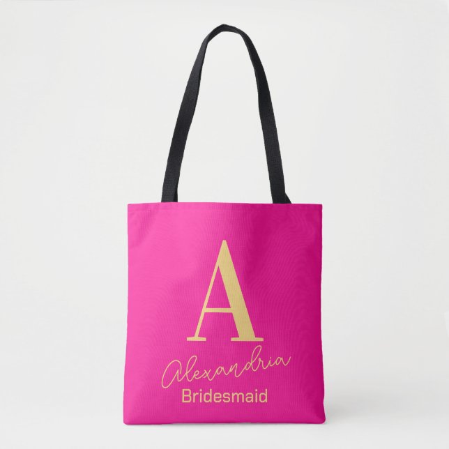 Personlig Modern Monogram Bridesmaid Tygkasse (Framsida)