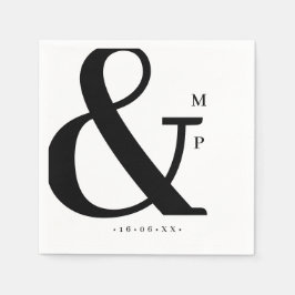 Personlig Modern Monogram Bröllop Pappersservett