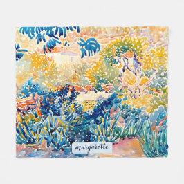 Personlig Modern Monogram Namn Artists Garden Fleecefilt