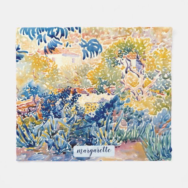 Personlig Modern Monogram Namn Artists Garden Fleecefilt (Framsidan (Horisontell))