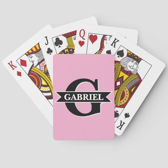 Personlig Modern Monogram Namn-pokerkort Casinokort (Baksidan)
