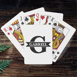 Personlig Modern Monogram Namn-pokerkort Casinokort