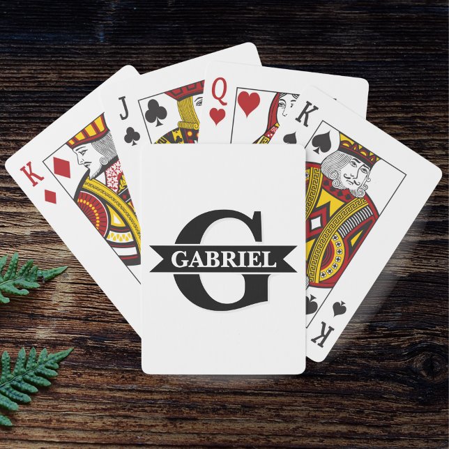 Personlig Modern Monogram Namn-pokerkort Casinokort (Personalized Modern Monogram Name Poker Cards)