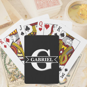 Personlig Modern Monogram Namn-pokerkort Casinokort