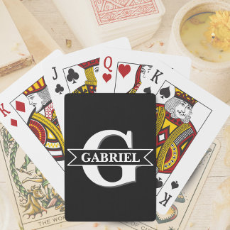 Personlig Modern Monogram Namn-pokerkort Casinokort