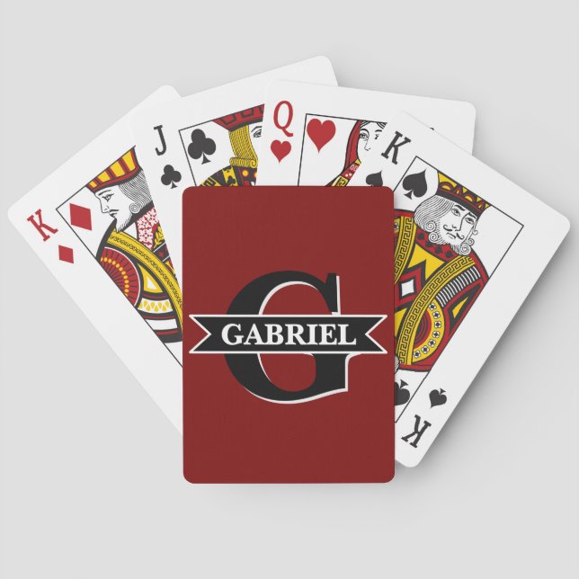 Personlig Modern Monogram Namn-pokerkort Casinokort (Baksidan)