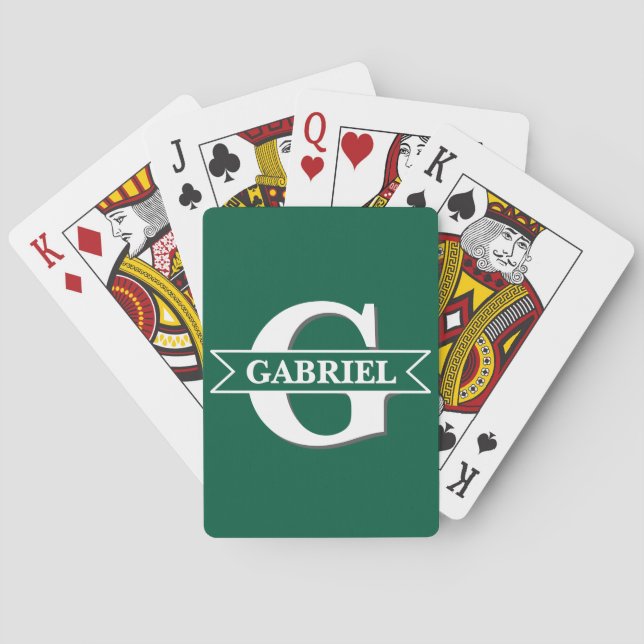 Personlig Modern Monogram Namn-pokerkort Casinokort (Baksidan)