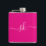 Personlig Modern Monogram Rosa Bachelorette Fickplunta<br><div class="desc">Personlig Modern Monogram Rosa Bachelorette Party-favoritkolv. Enkel att anpassa.</div>