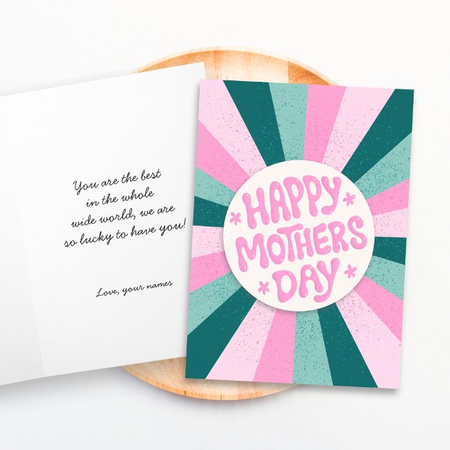 Personlig Modern Mors dag Kort (Image shows a 4x6 inch Mother's Day Card. Choose a size and personalize message before buying.)
