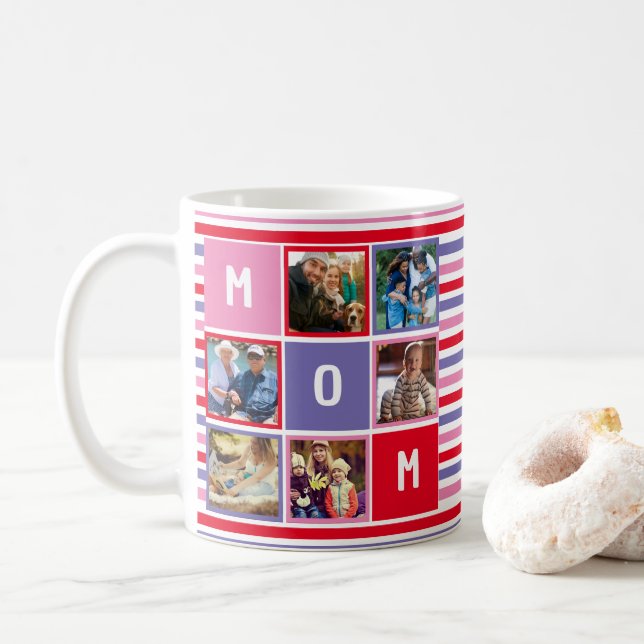 Personlig modern mors dag mamma fotokollage kaffemugg (Med munk)