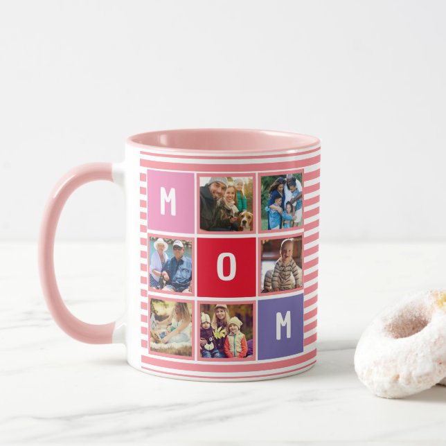 Personlig modern mors dag Mamma fotokollage Mugg (Med munk)