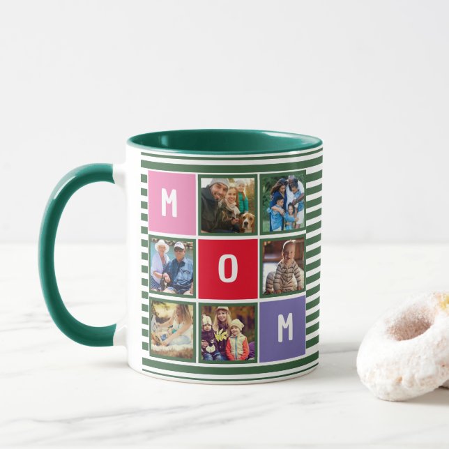 Personlig modern mors dag Mamma fotokollage Mugg (Med munk)