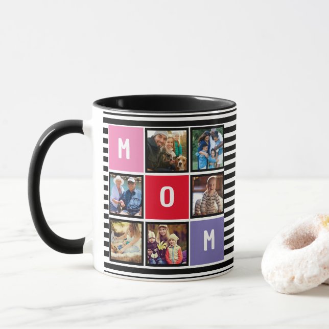 Personlig modern morsdags Collage för mamma med fo Mugg (Med munk)