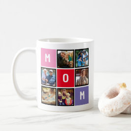 Personlig modern morsdagspresent Collage Kaffemugg