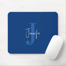 Personlig Modern Namn & Initial Monogram Blue Musmatta