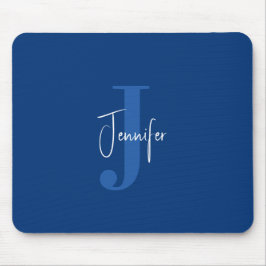 Personlig Modern Namn & Initial Monogram Blue Musmatta