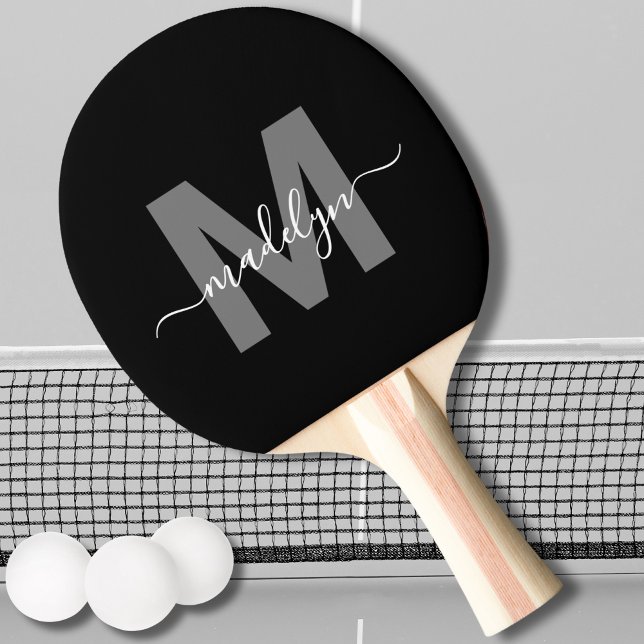 Personlig Modern Namn Monogram med fet stil Pingisracket (Personalized Modern Bold Script Name Monogram Ping Pong Paddle)