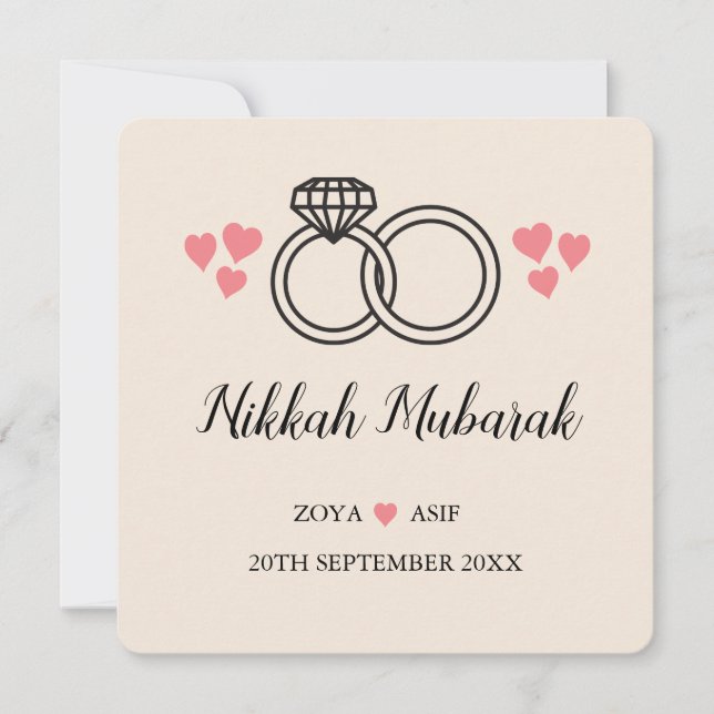 Personlig Modern Nikkah Bröllop Mubarak Card Julkort (Framsida)