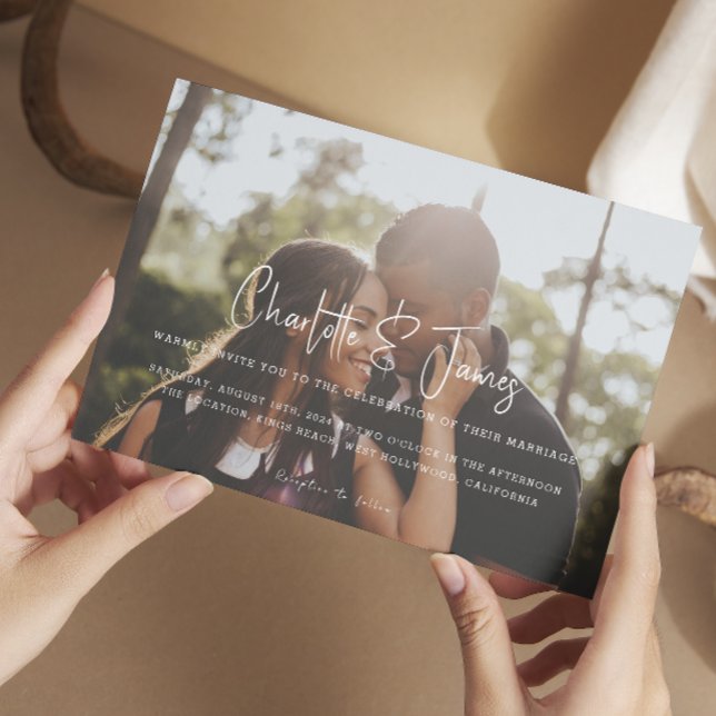 Personlig Modern och Snyggt Photo Bröllop Inbjudningar (Personalized Modern and Stylish Photo Wedding Invitations from Ricaso. Stunning simple typography)