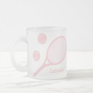 Personlig Modern Pastel Rosa Tennis Boll Racket Frostad Glasmugg