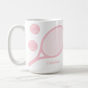 Personlig Modern Pastel Rosa Tennis Boll Racket Kaffemugg