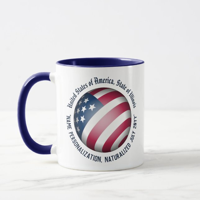 Personlig Modern Patriotic USA flagga Globe Mugg (Vänster)