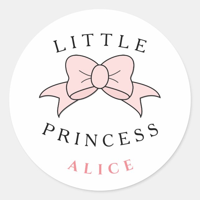 Personlig Modern Princess Flicka Runt Klistermärke (Framsida)