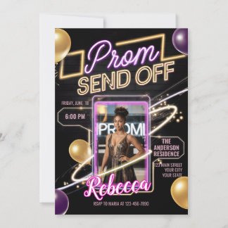 Personlig Modern Prom-sändning Skicka av svart Ros Inbjudningar