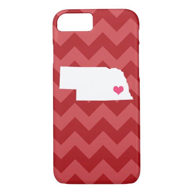Personlig Modern Red Chevron Nebraska Heart Case-Mate iPhone Skal (Baksida)