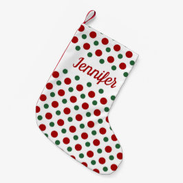 Personlig Modern Red Grönt Mönster Liten Julstrumpa