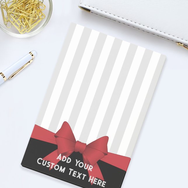 Personlig Modern Red Ribbon och Rand Post-it Block (Skapare uppladdad)