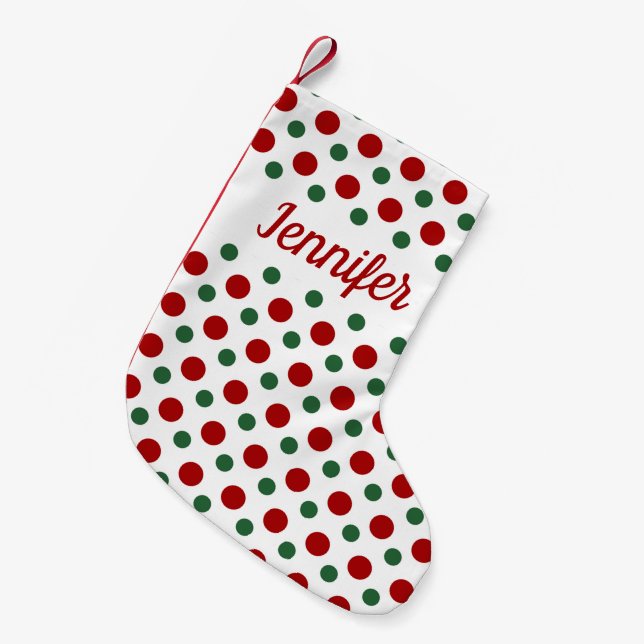 Personlig Modern Röd Grön Mönster Liten Julstrumpa (Framsidan (Hängande))