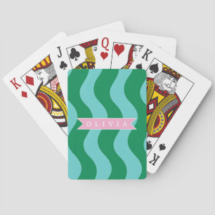 Personlig Modern Rolig Grön Våg Randig Anpassad Casinokort