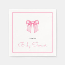 Personlig Modern Rosa Bow Baby Shower Pappersservett