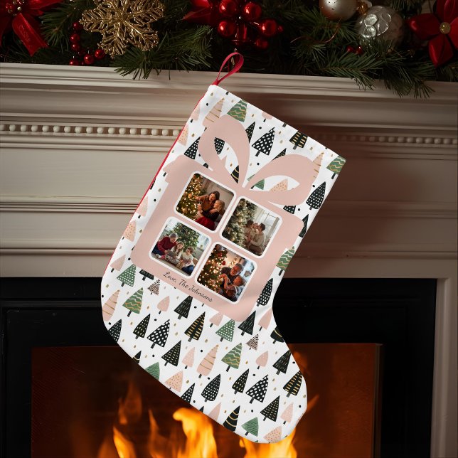 Personlig Modern Rosa Jul  Liten Julstrumpa (Skapare uppladdad)
