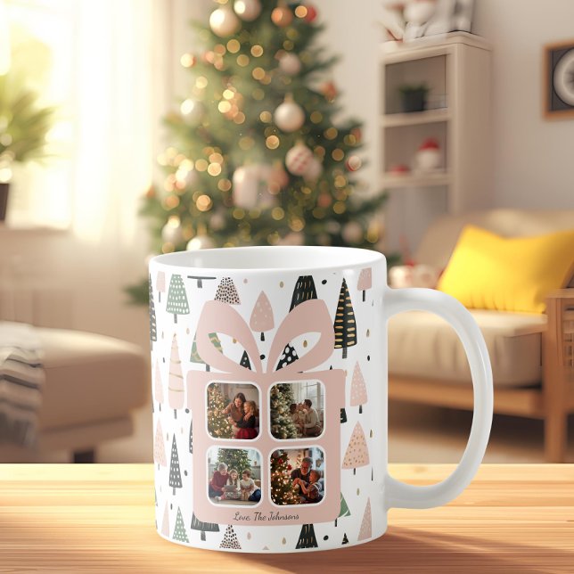 Personlig modern rosa julklappsbild kaffemugg (Skapare uppladdad)