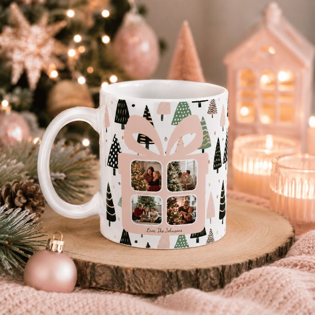 Personlig modern rosa julklappsbild kaffemugg (Skapare uppladdad)