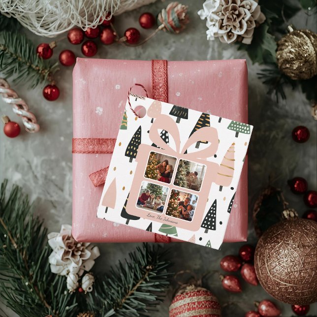 Personlig modern rosa julklappslåda gåvor etiketter (Skapare uppladdad)