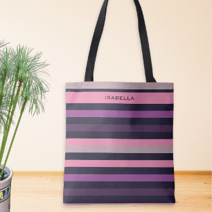 Personlig Modern Rosa Lila Randig Mönster Tygkasse