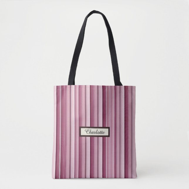 Personlig Modern Rosa Mauve Stripe Shoulder Tygkasse (Framsida)