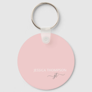 Personlig Modern  Rosa Monogram Namn Nyckelring