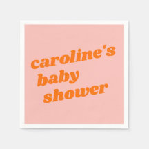 Personlig Modern Rosa Orange Retro Baby Shower