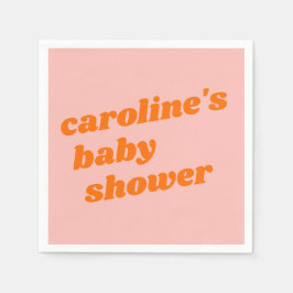 Personlig Modern Rosa Orange Retro Baby Shower Pappersservett