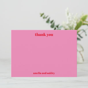 Personlig Modern Rosa Red Bröllop Tack Kort